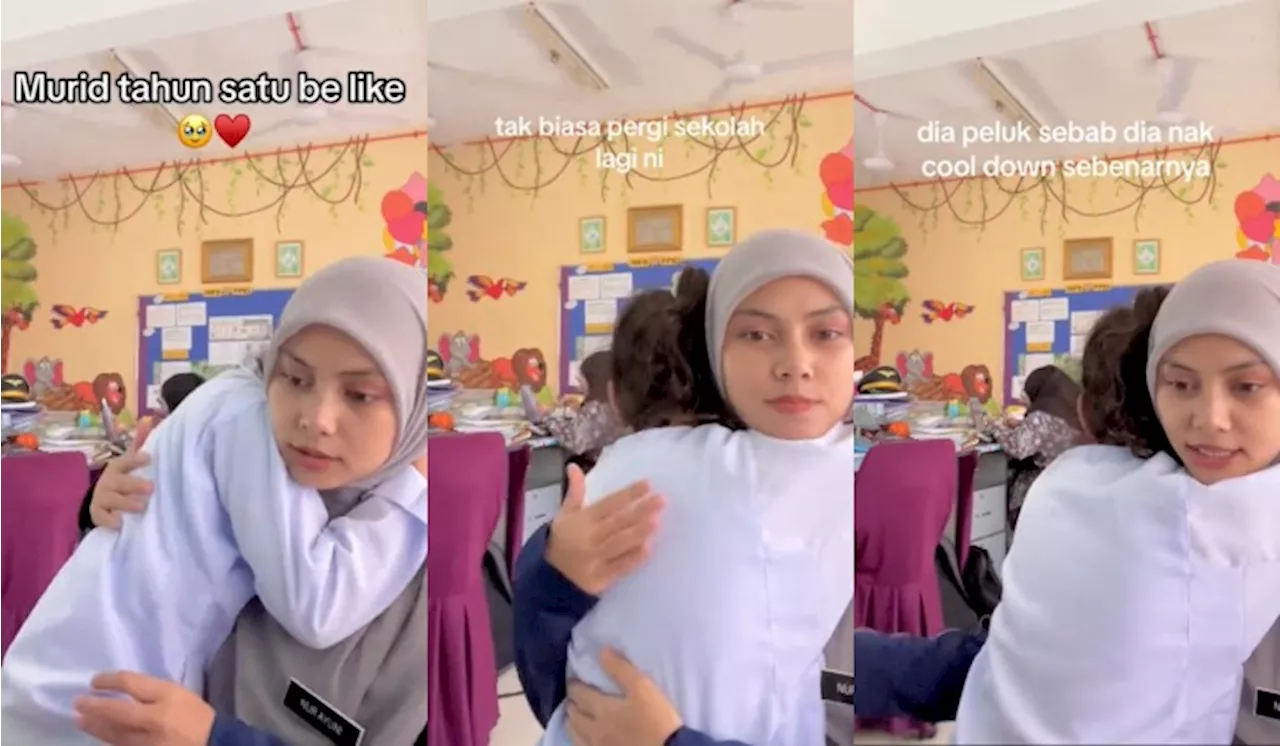 [Video] “Rasa Nak Sekolah Balik” – Gelagat Cikgu Penyayang Peluk & Belai Murid Darjah 1 Raih Perhatian