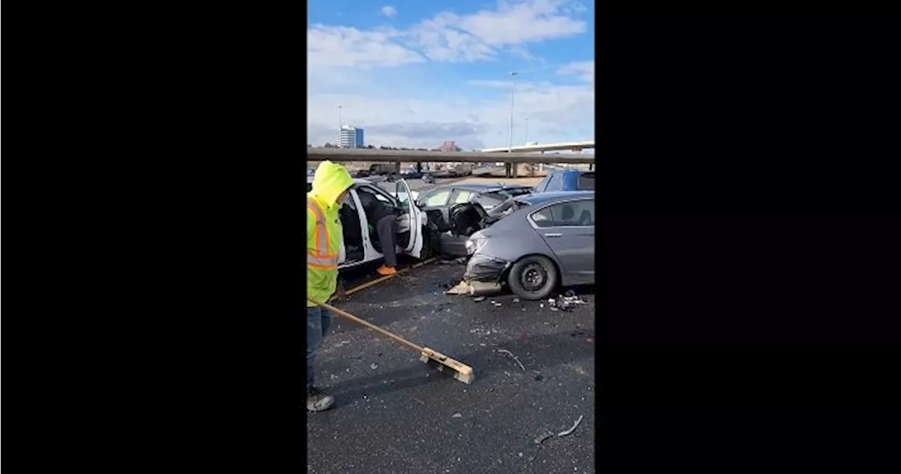 17 vehicles crash on ramp to Highway 401 in Toronto