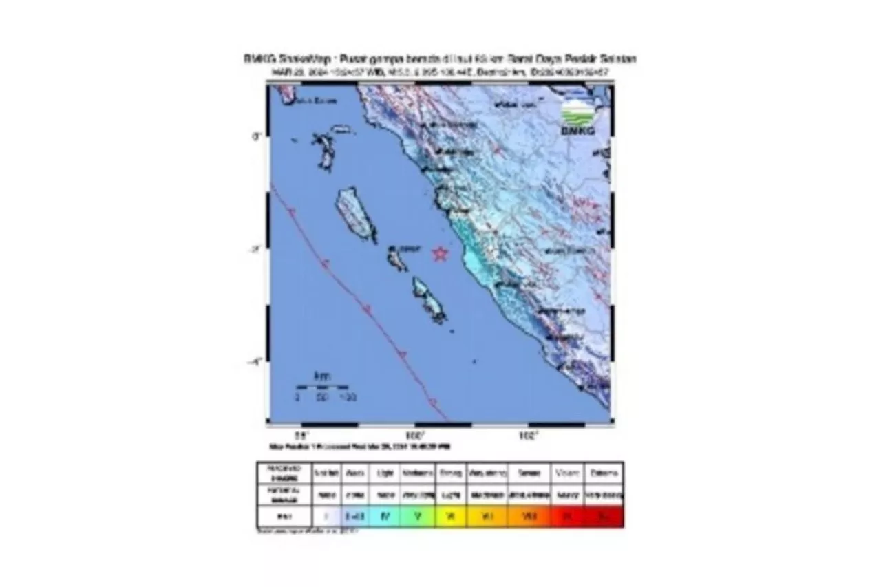 Gempa Berkekuatan 5,3 M Getarkan Wilayah Pesisir Selatan Sumbar