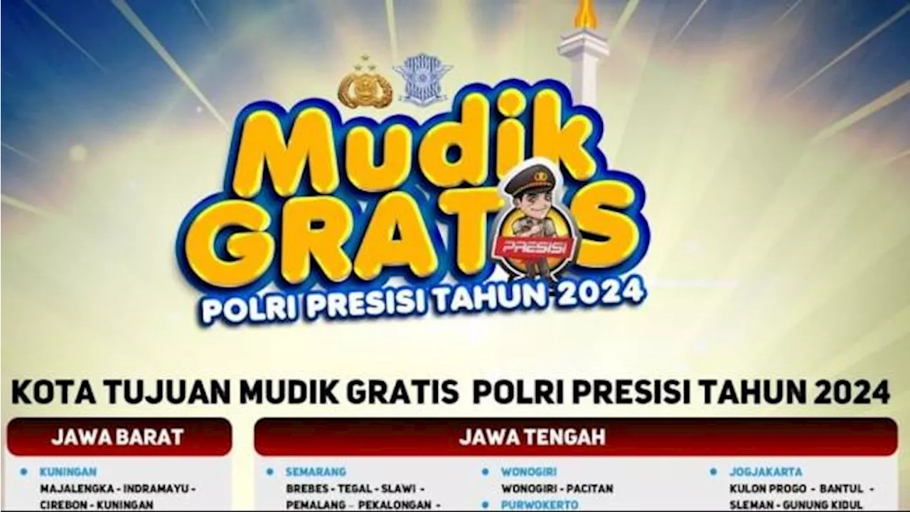 Mudik Gratis Polri Presisi 2024 Sudah Dibuka, Ini Syarat, Cara Daftar dan Kota Tujuannya