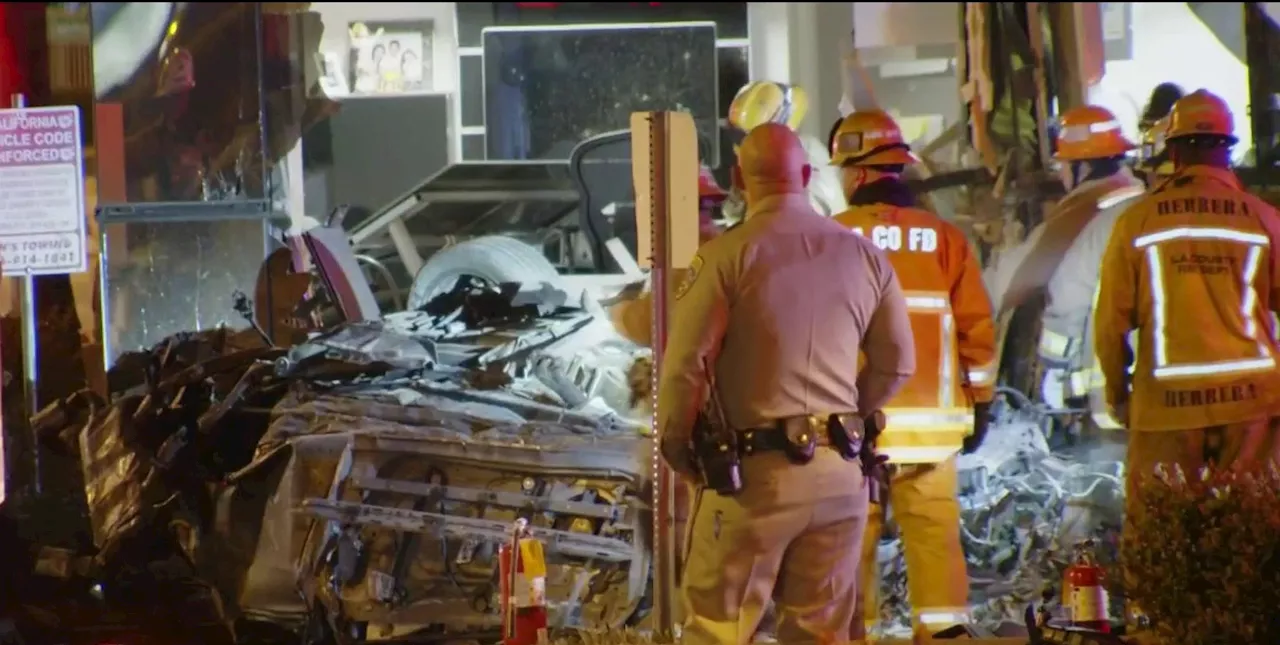 Patients scrambling after car crashes into medical building in Pomona