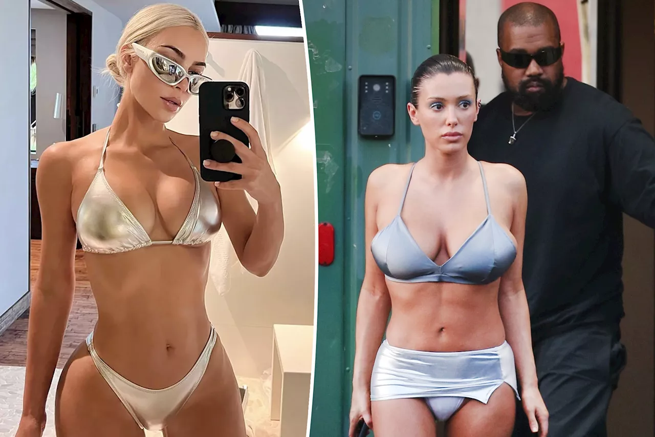 Bianca Censori channels Kim Kardashian in cheeky silver outfit while out with Kanye West