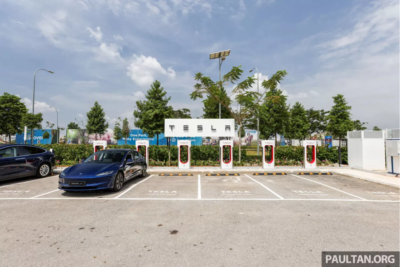 Tesla Supercharger station at Gamuda Cove – six SC and 18 destination chargers, largest in Southeast Asia