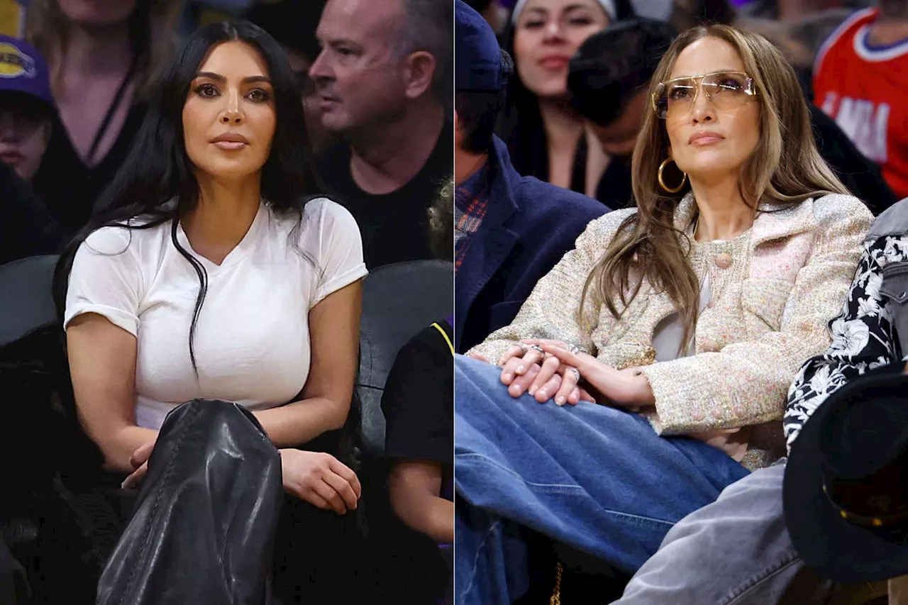 Los lujosos accesorios de Jennifer López y Kim Kardashian en un partido de baloncesto