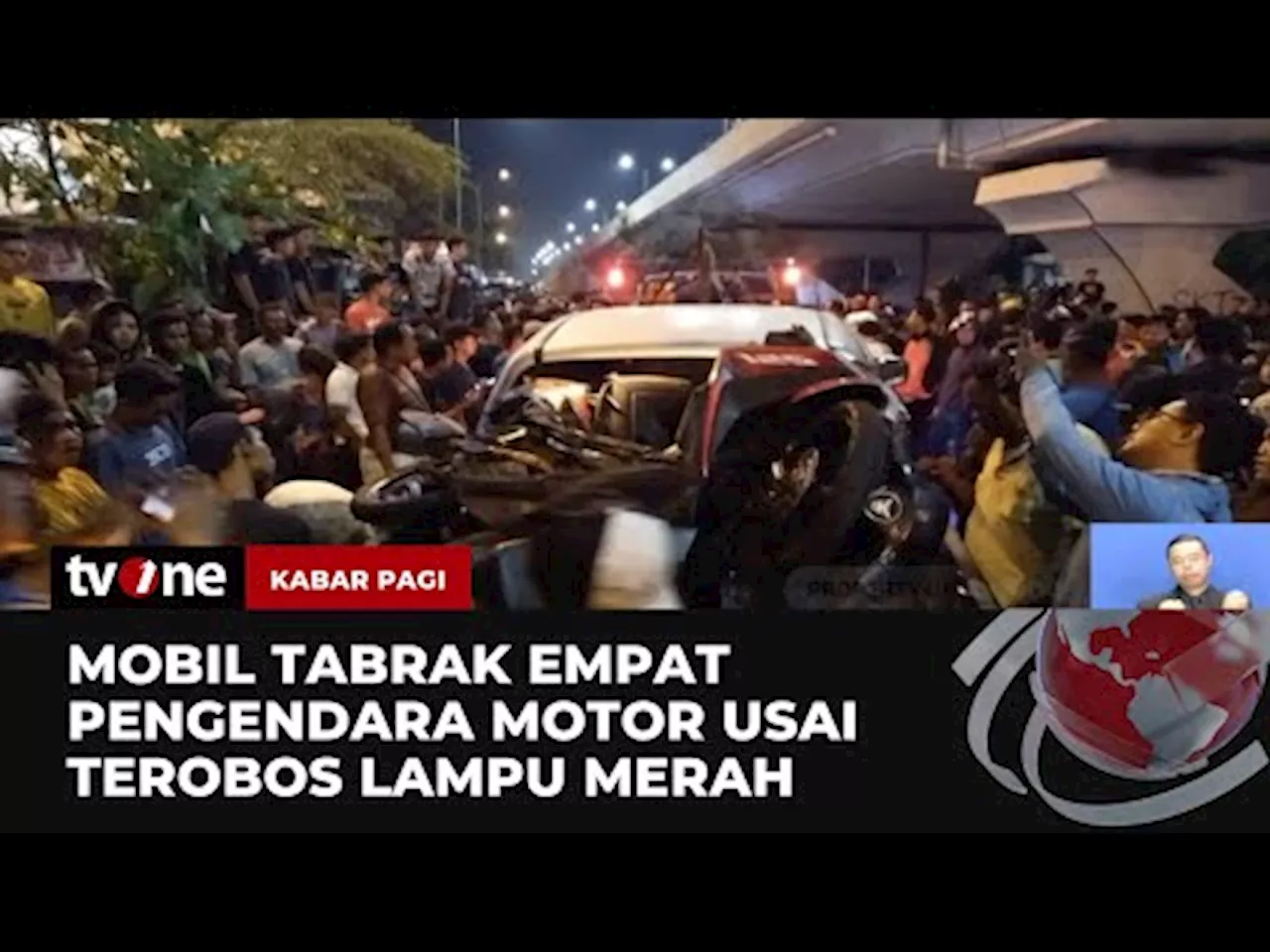 Terobos Lampu Merah, Mobil Tabrak 4 Pengendara Motor, Satu Orang Tewas