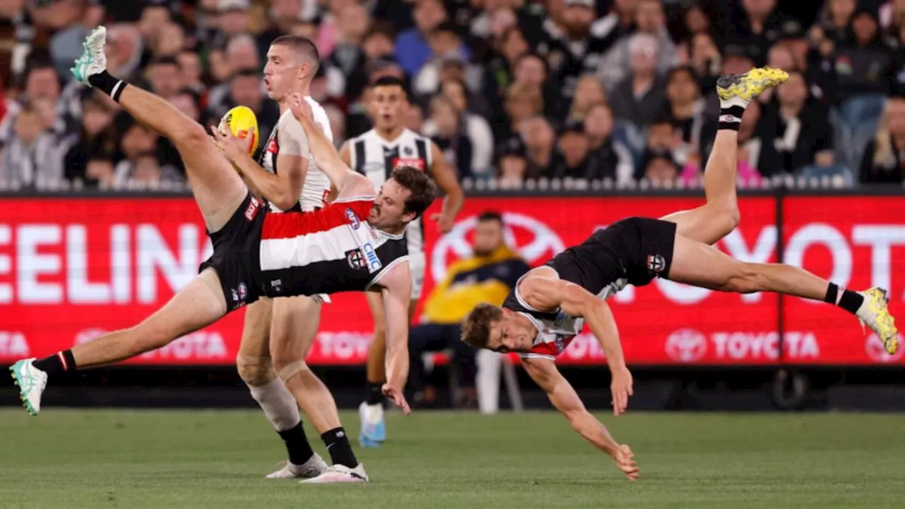 Mason Wood stretchered off after ‘shocking’ friendly-fire incident with St Kilda teammate Zaine Cordy