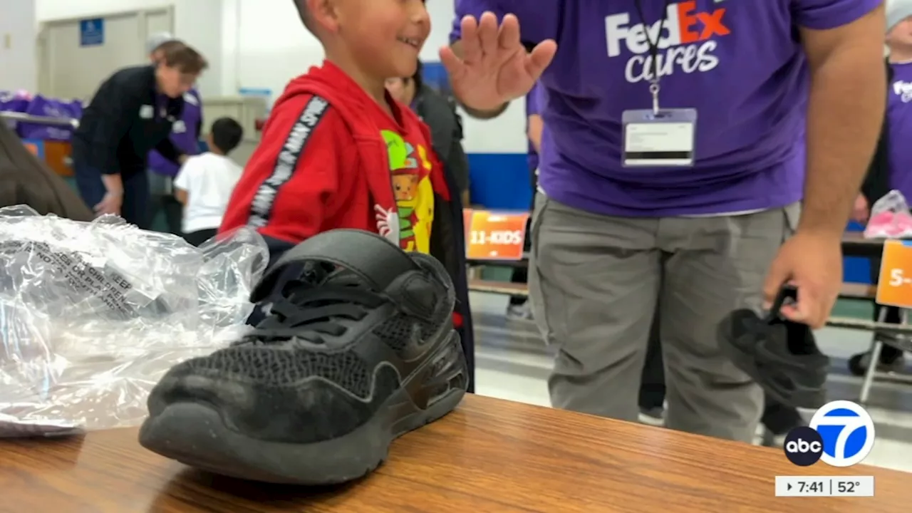 Hayward elementary students get new shoes donated from FedEx, nonprofit