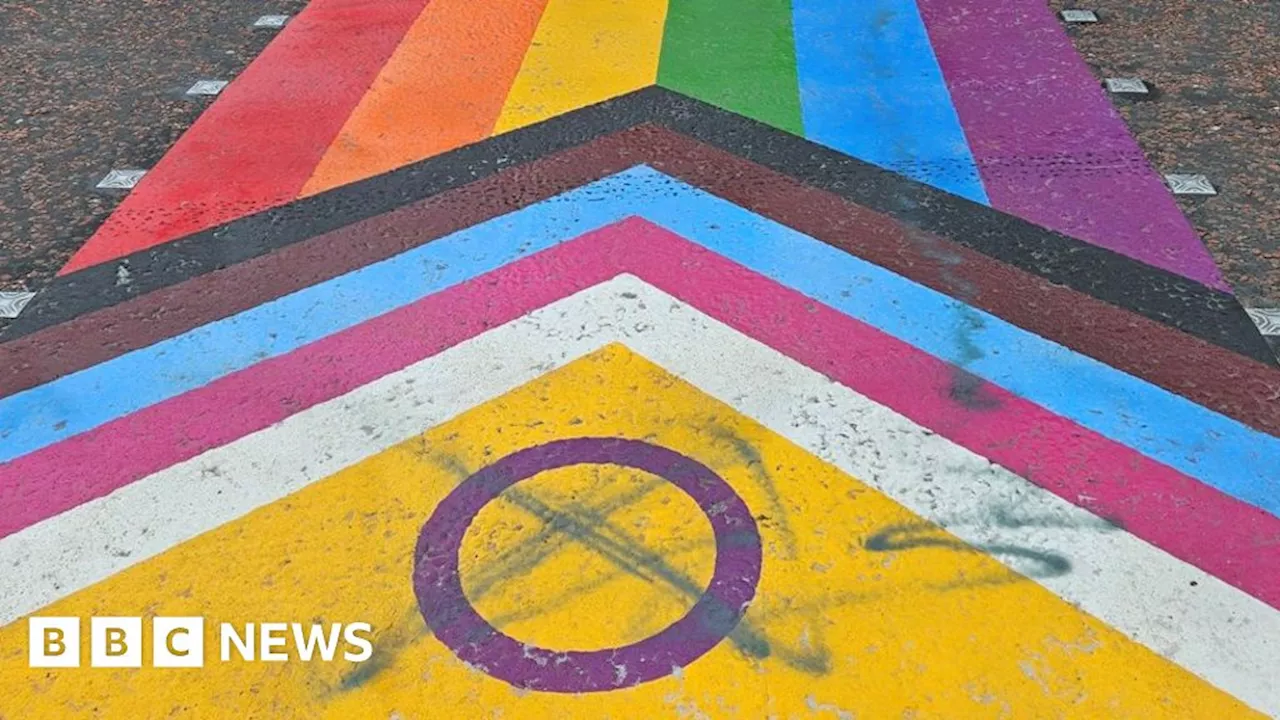 Blackpool rainbow zebra crossing defaced with graffiti