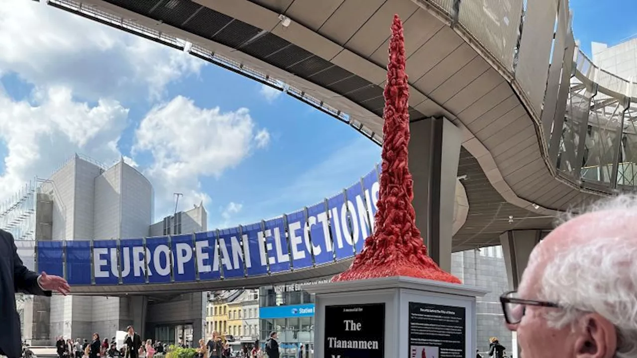 ‘A strong signal to China’: Tiananmen Square massacre memorial erected outside European Parliament