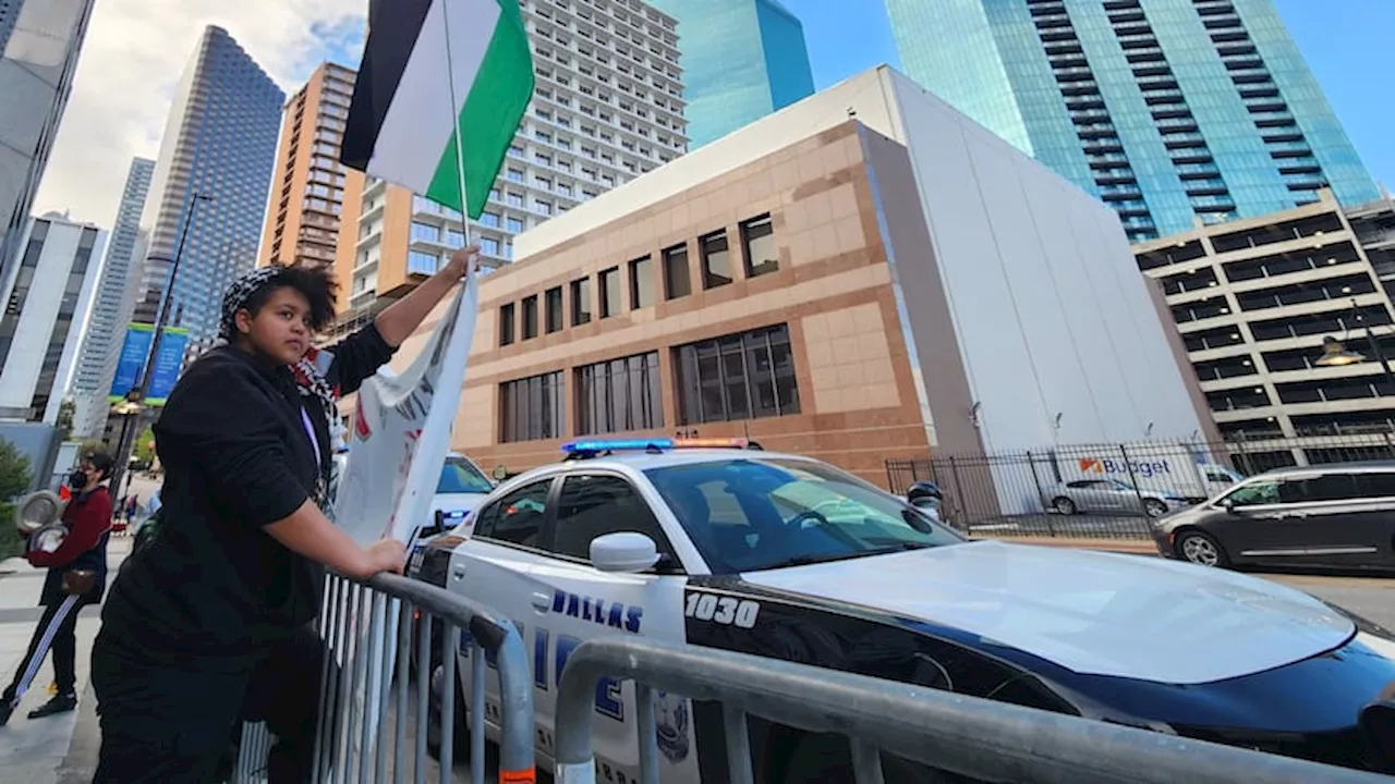 Dozens of gather at pro-Palestinian protest as Biden leaves Dallas