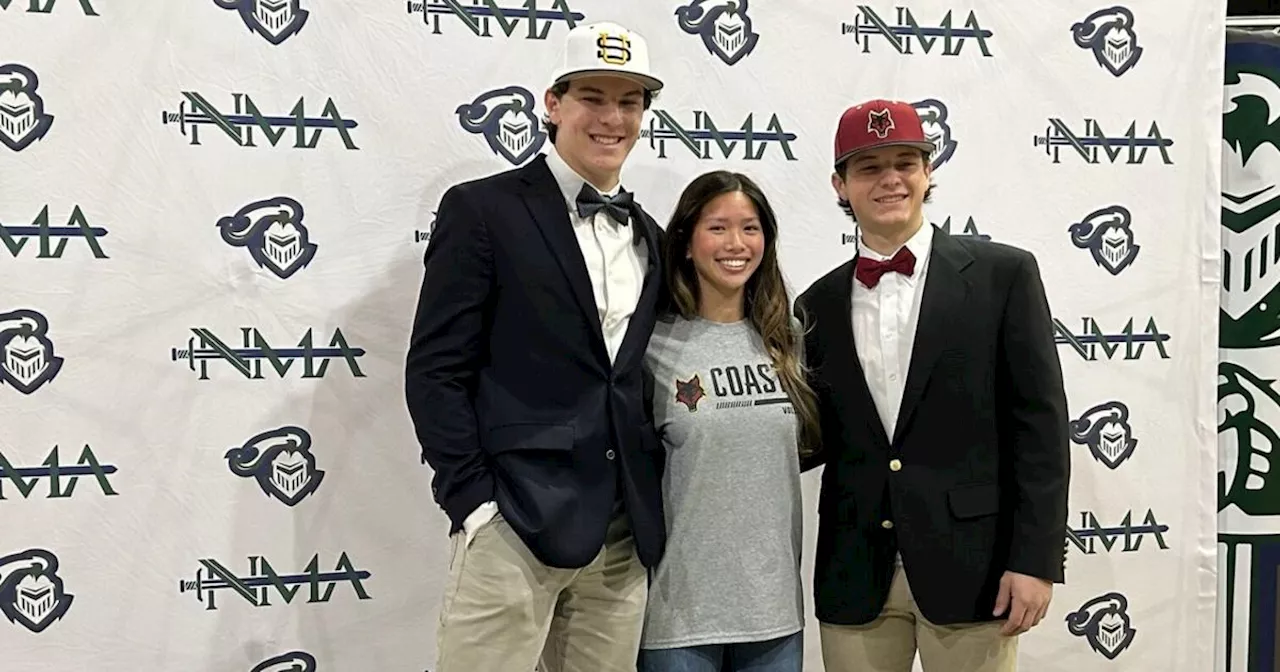 NMA athletes Parmer, Hicks and Alvord sign college scholarships