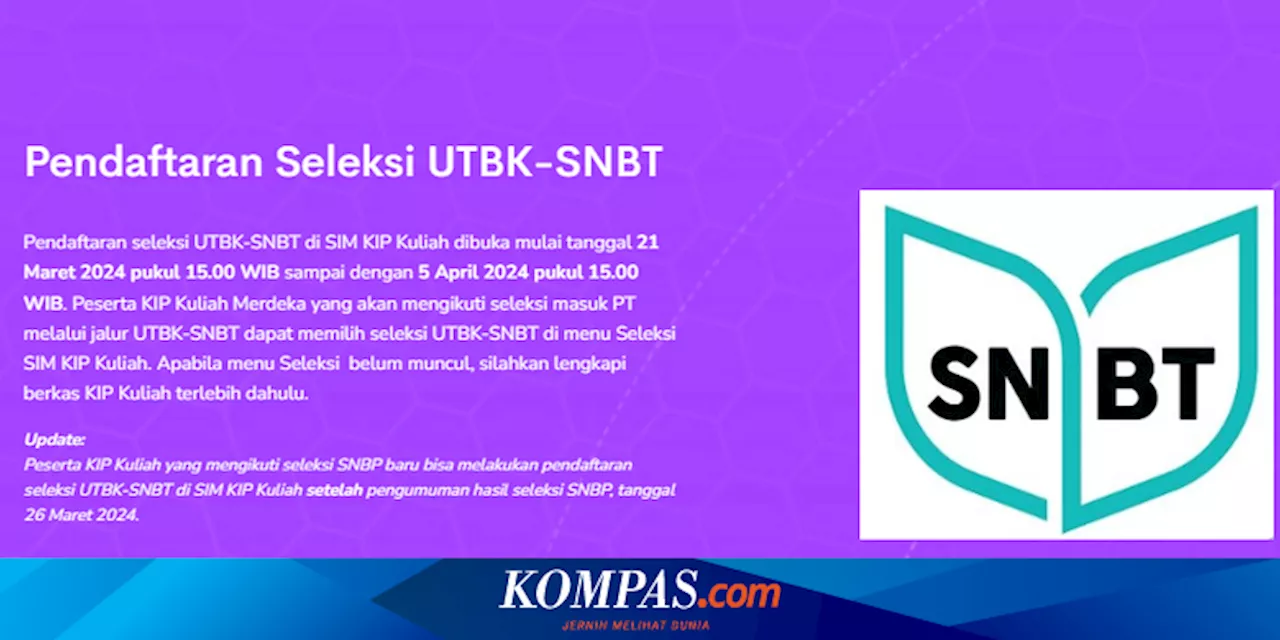 Pendaftaran KIP Kuliah Jalur SNBT 2024 Dibuka Hari Ini Pukul 15.00 WIB