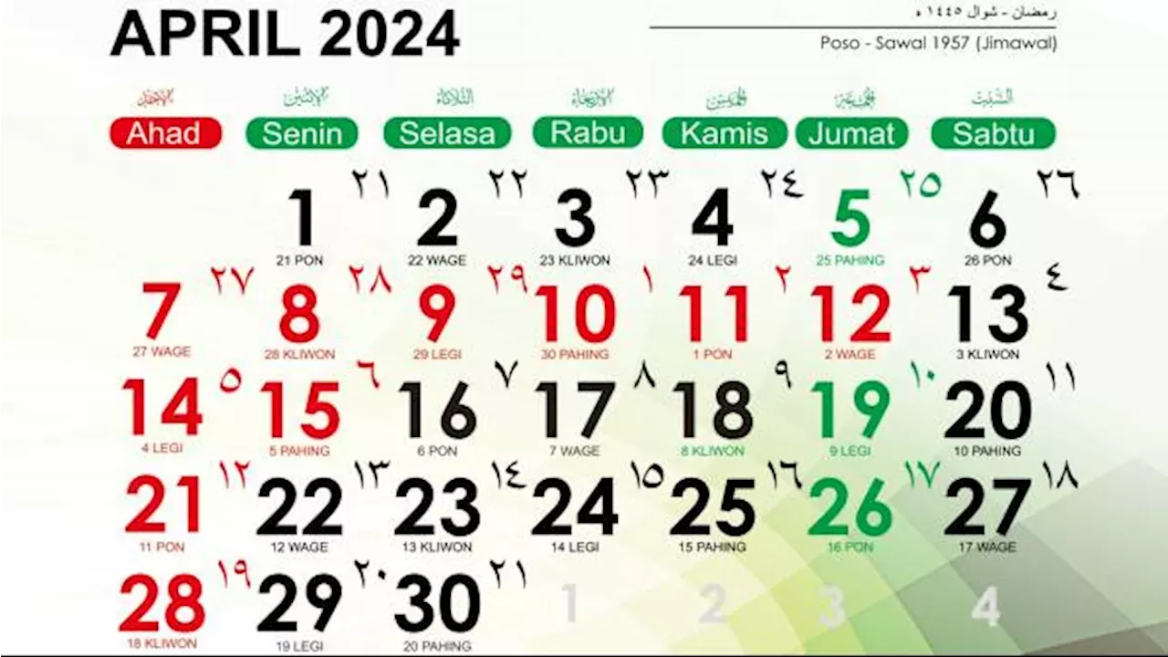 Kalender Jawa April 2024 Lengkap Dengan Weton Dan Penanggalan Hijriah Beserta Link Pdf 2933