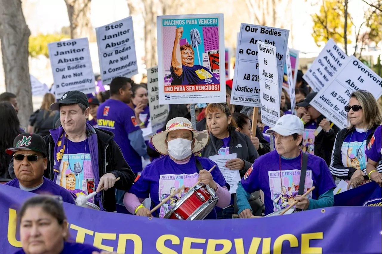 ‘We’re in this fight together’: Silicon Valley tech janitors rally for better working conditions