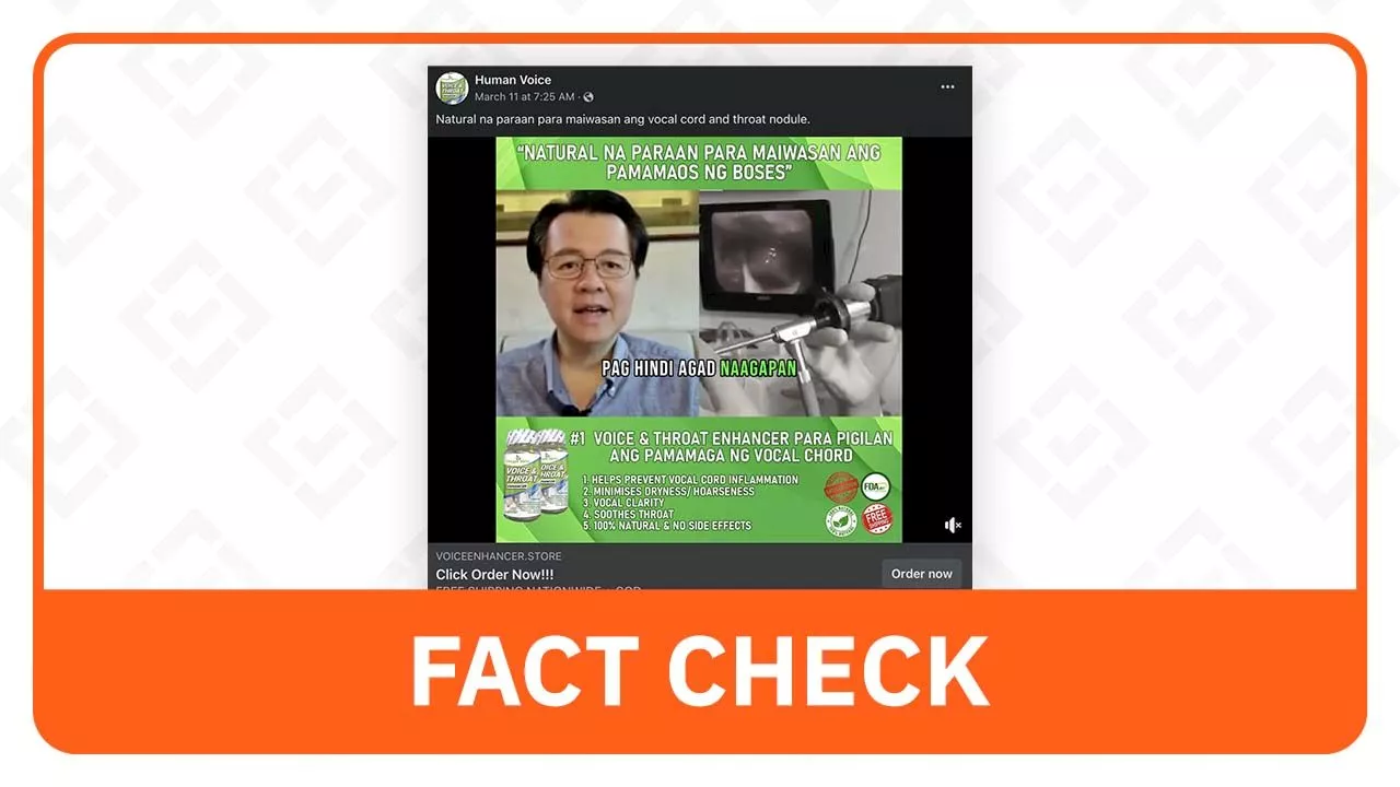 FACT CHECK: Ad uses deepfake video of Doc Willie Ong to promote voice and throat supplement