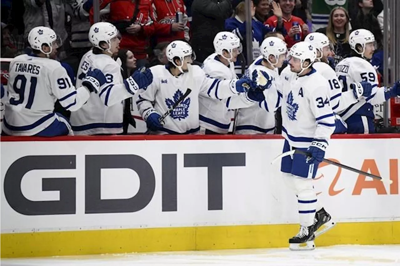 Matthews scores twice to reach 57 goals this season, Maple Leafs rout Capitals 7-3