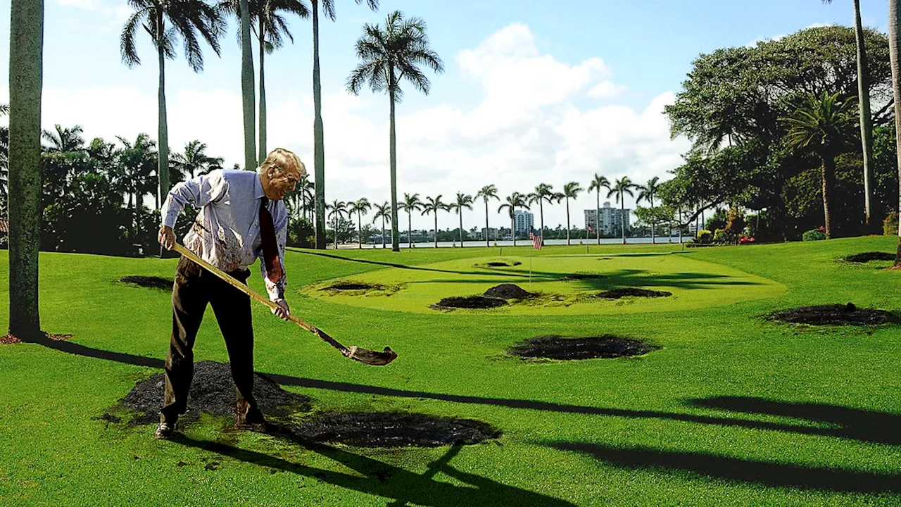 Trump Frantically Digging Holes Around Mar-A-Lago In Hopes Of Striking $454 Million In Oil