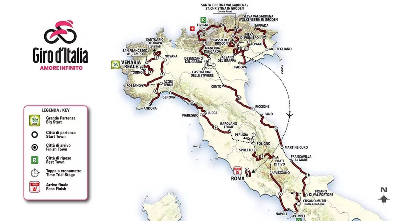 Giro d'Italia 2024: altimetria, calendario e percorso di tutte le tappe