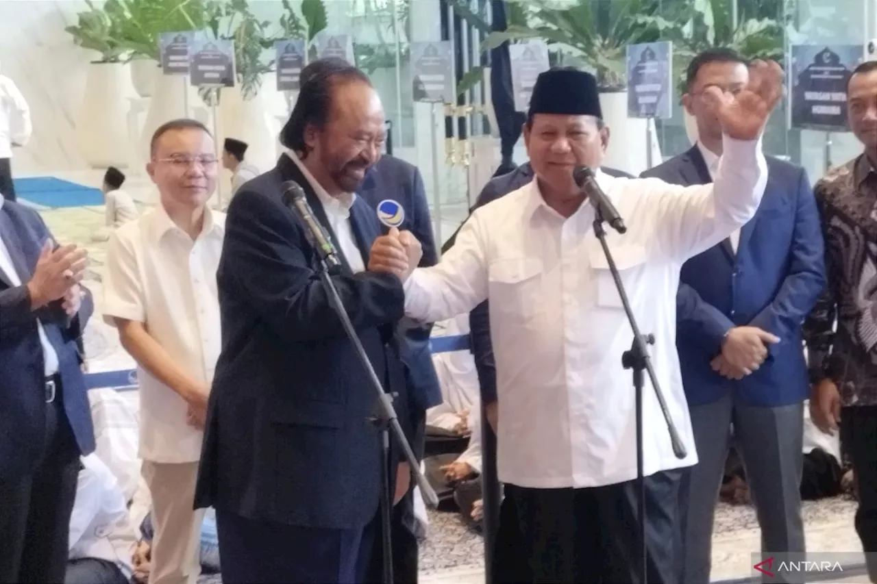 Bertemu Surya Paloh, Prabowo sebut rakyat ingin para pemimpin rukun