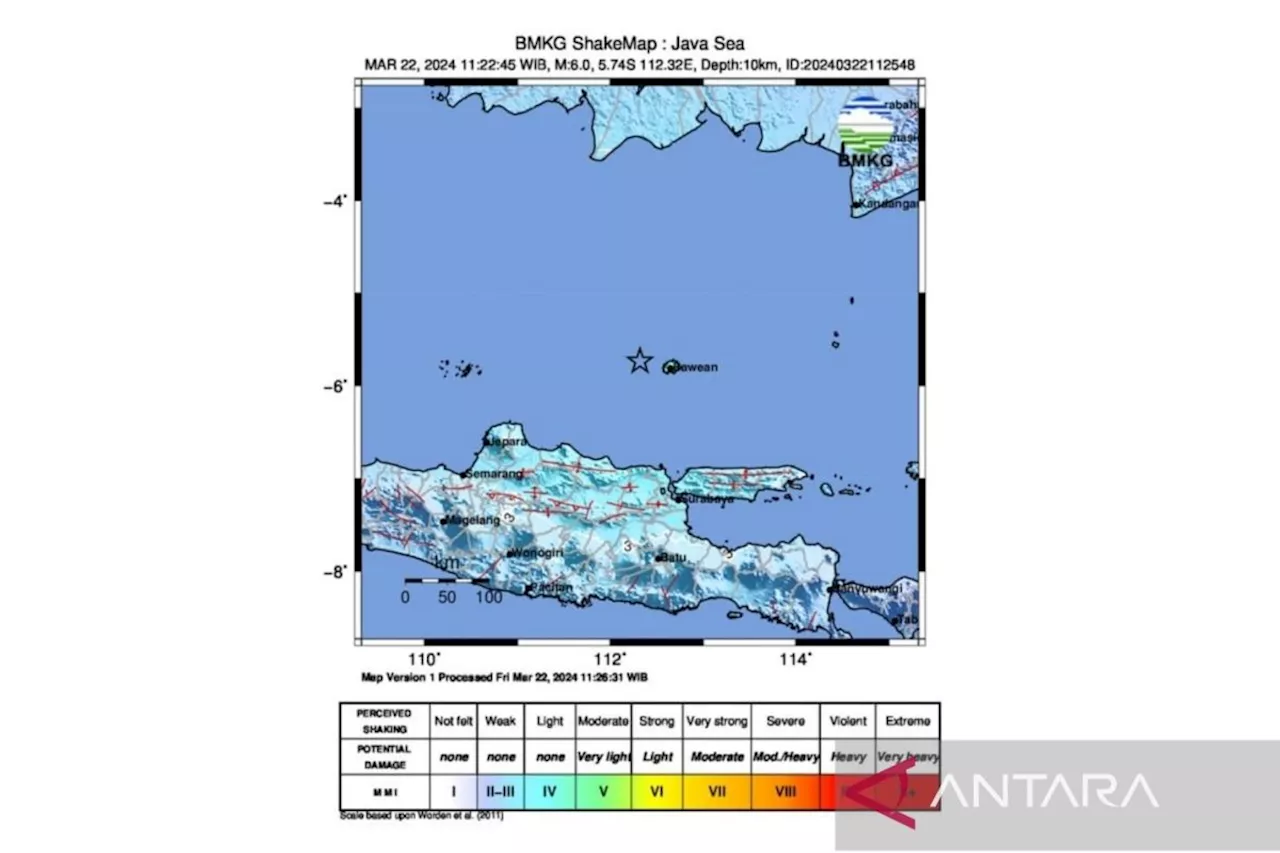 Gempa magnitudo 6 guncang Tuban Jawa Timur