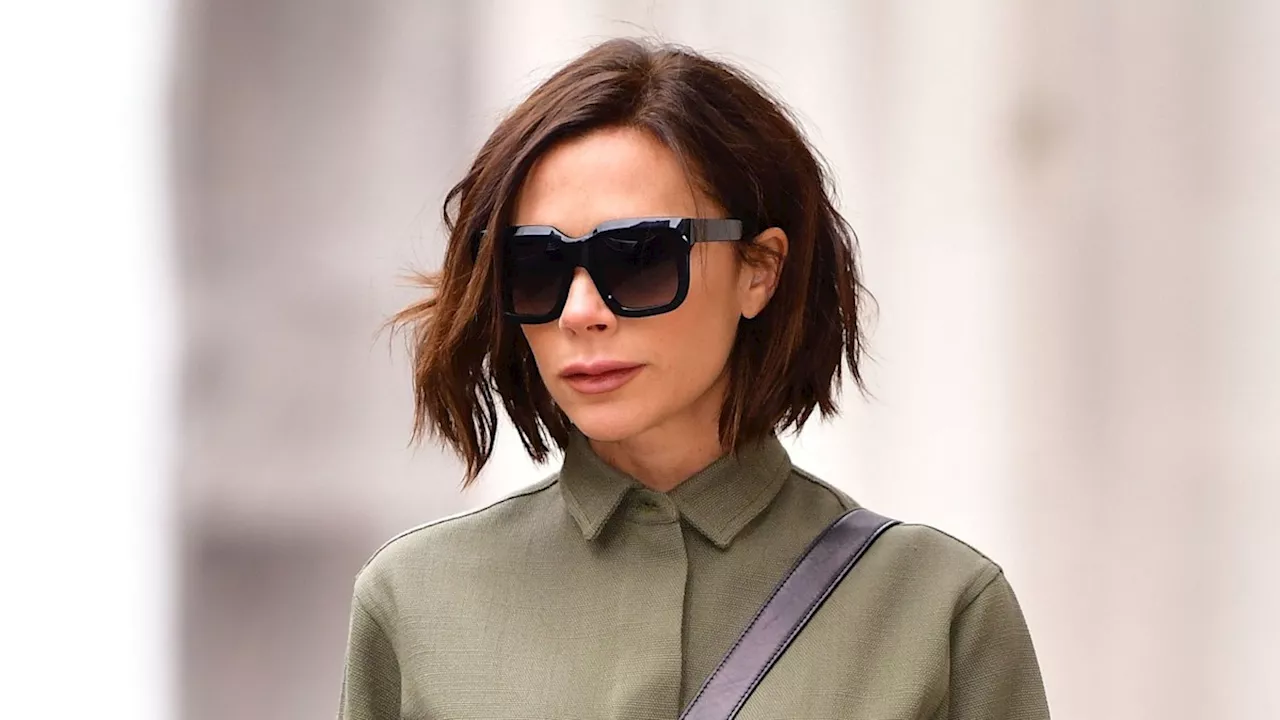 Victoria Beckham styles it out on crutches in fitted leggings with Rapunzel hair