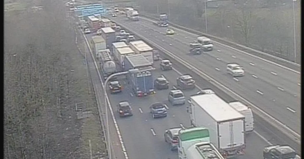 M62 traffic LIVE after crash causes long queues and lanes shut