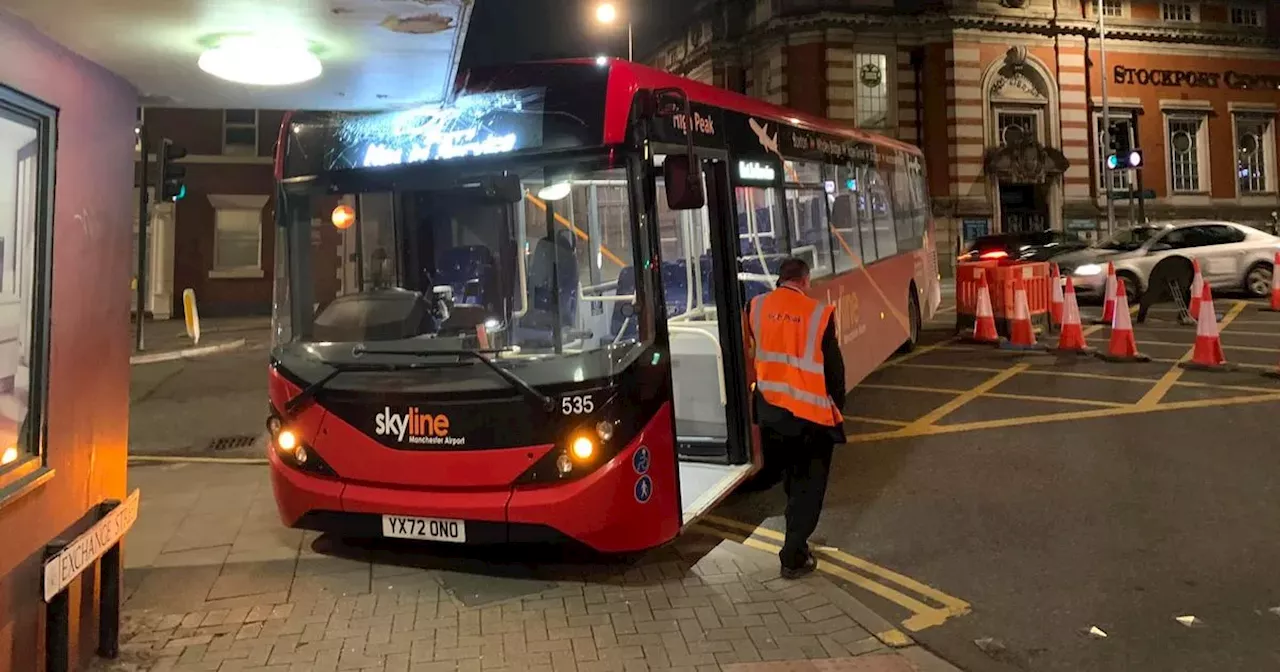 Pictures show bus smash at Stockport's Garrick Theatre