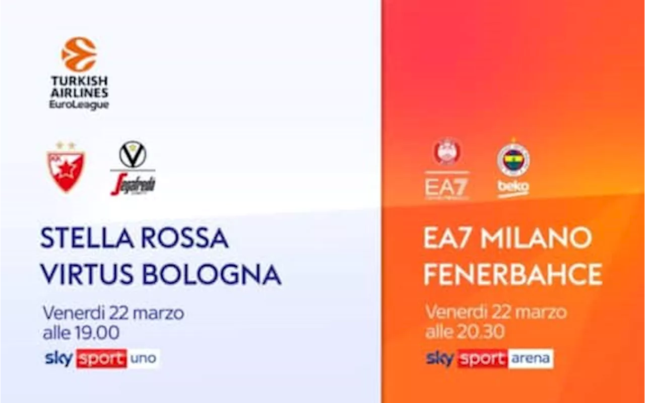 Olimpia Milano e Virtus Bologna in Eurolega: le partite in tv e streaming su Sky