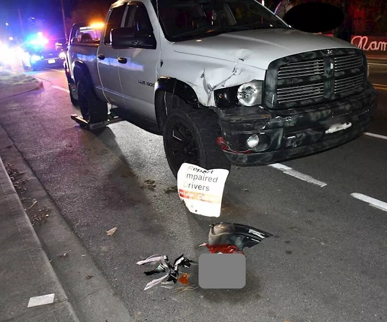 Impaired driver caught after crashing into 'report impaired drivers' sign in View Royal