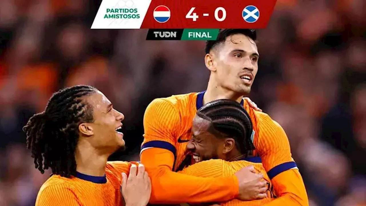 Holanda acelera en los instantes finales y le basta para golear a Escocia en partido amistoso