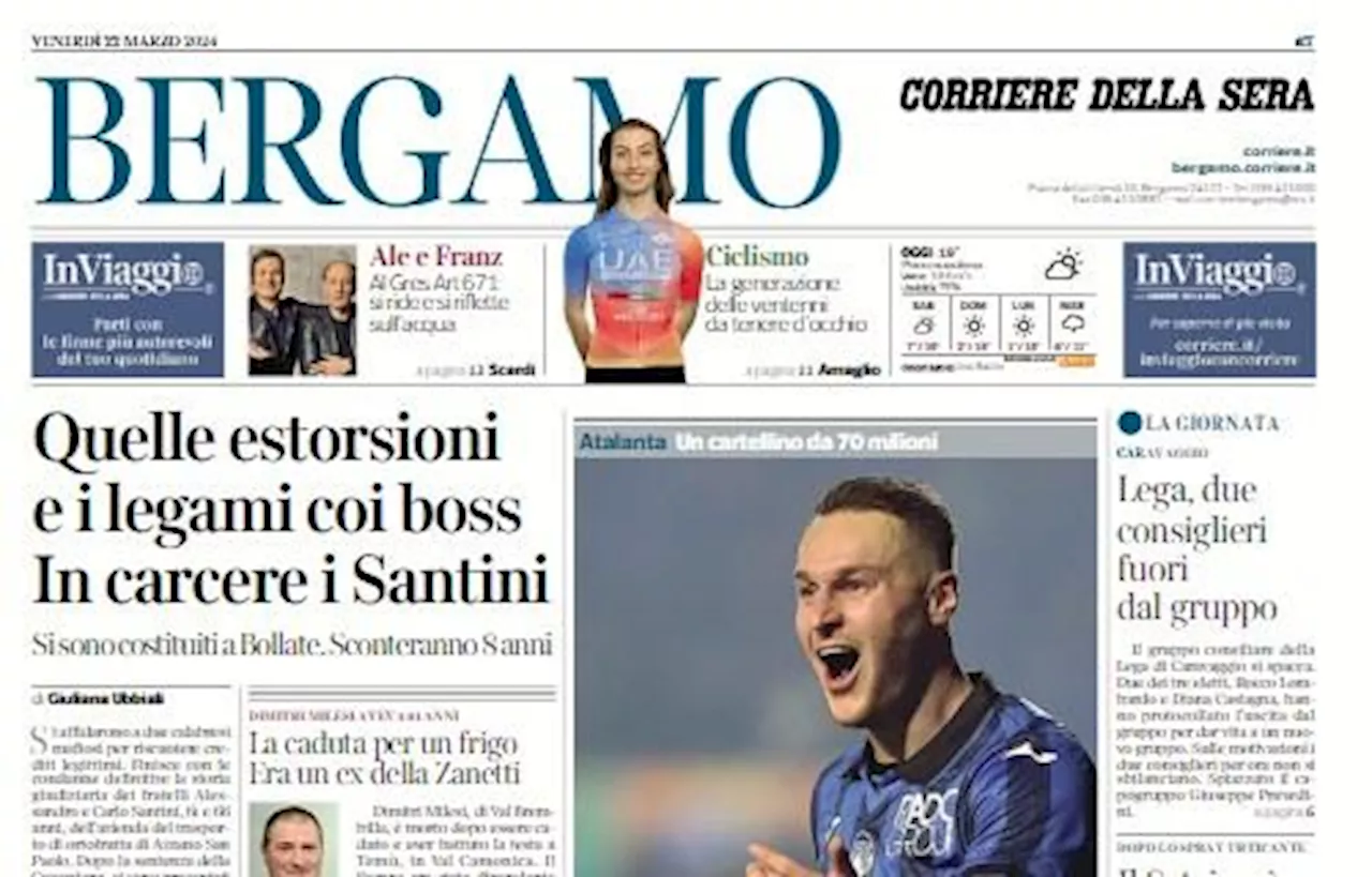 L'apertura del Corriere di Bergamo sull'Atalanta: 'Koopmeiners si mette sul mercato'