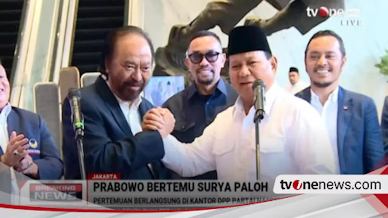 Kunjungi NasDem Tower, Prabowo: Ketua Umum NasDem Langsung Ucapkan Selamat Begitu KPU Mengumumkan