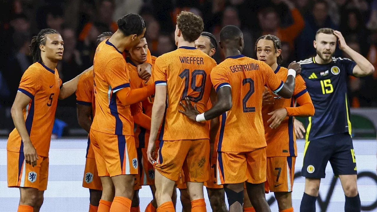 Nederlands elftal laat score na moeizaam begin toch nog hoog oplopen