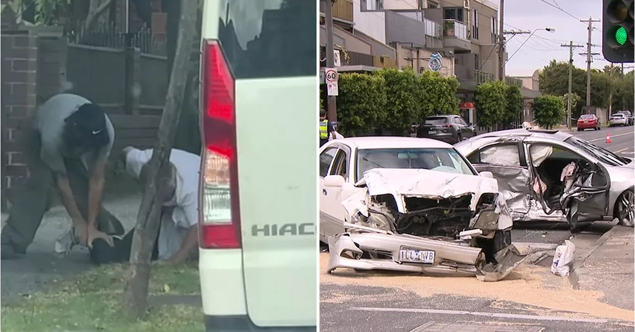 Onlookers tackle driver allegedly fleeing serious Melbourne crash