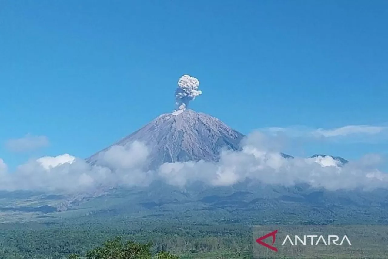 Gunung Semeru erupsi tiga kali dalam kurun waktu tiga jam