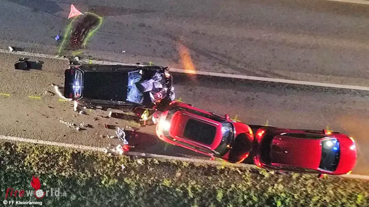 Oö: Pkw erfasst zwei hinter Auto stehende Frauen → zwei Schwerverletzte und anstrengender Einsatz auf der Eisenbundesstraße