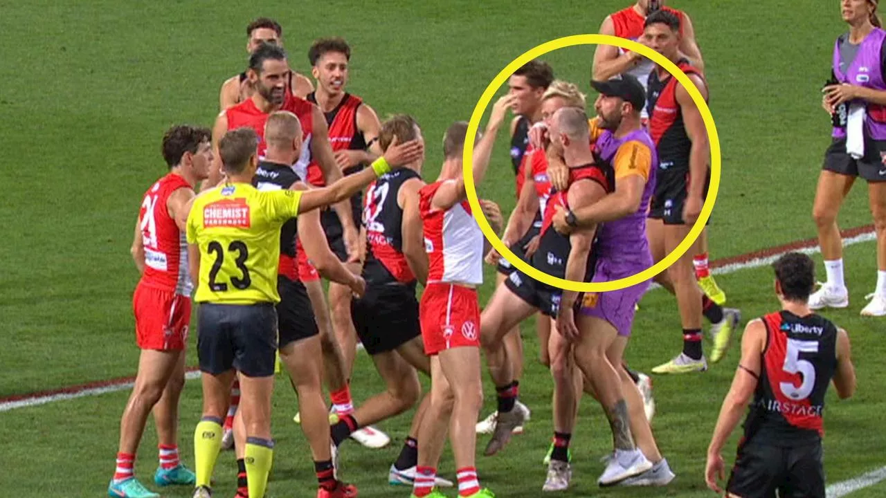 ‘He probably loves it’: Bizarre moment AFL champ forgets he’s a runner in heated clash