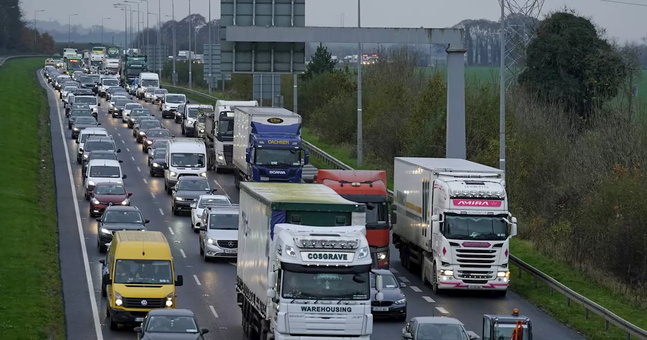 Upended car leads to long tailbacks on M7 in Kildare