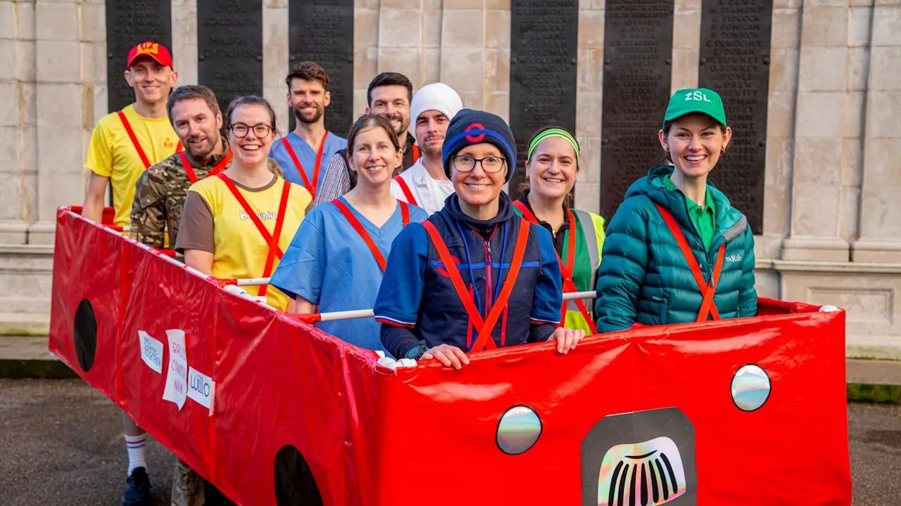 Breast cancer survivor to run London Marathon in ten-person red bus costume