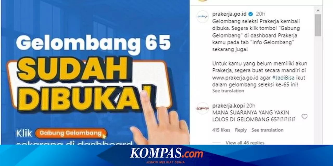 Kartu Prakerja Gelombang 65 Resmi Dibuka, Ini Syarat dan Besaran Insentif yang Diterima