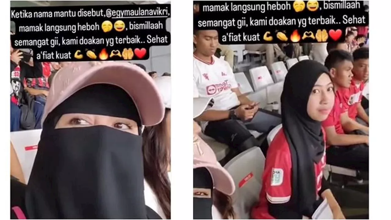 7 Potret Umi Pipik dan Adiba Khanza Dukung Egy Maulana Vikri, Bangga