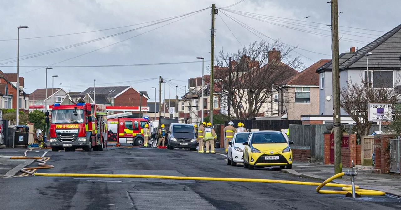 Road closed after blaze tears through three cars on Blackpool street