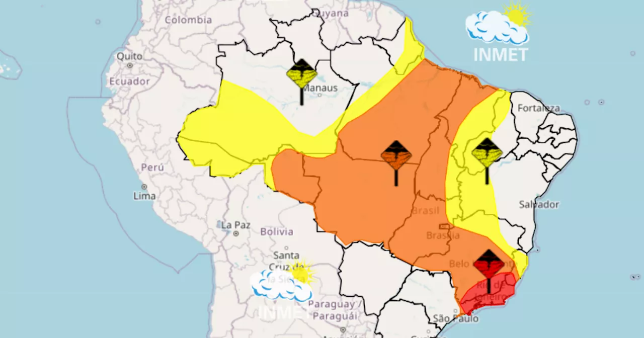 Chuvas intensas: Inmet emite alertas para quatro regiões; no Sudeste, há ‘Grande Perigo’
