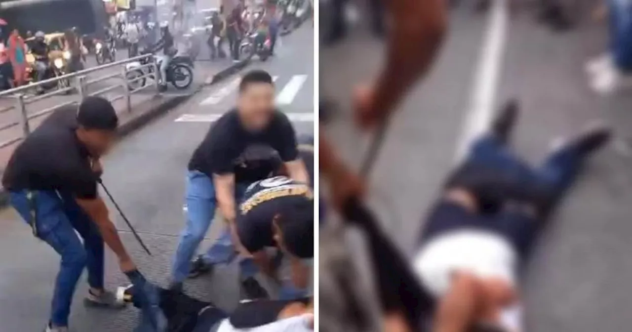 Video sensible: brutal golpiza a presunto ladrón en el centro de Bucaramanga