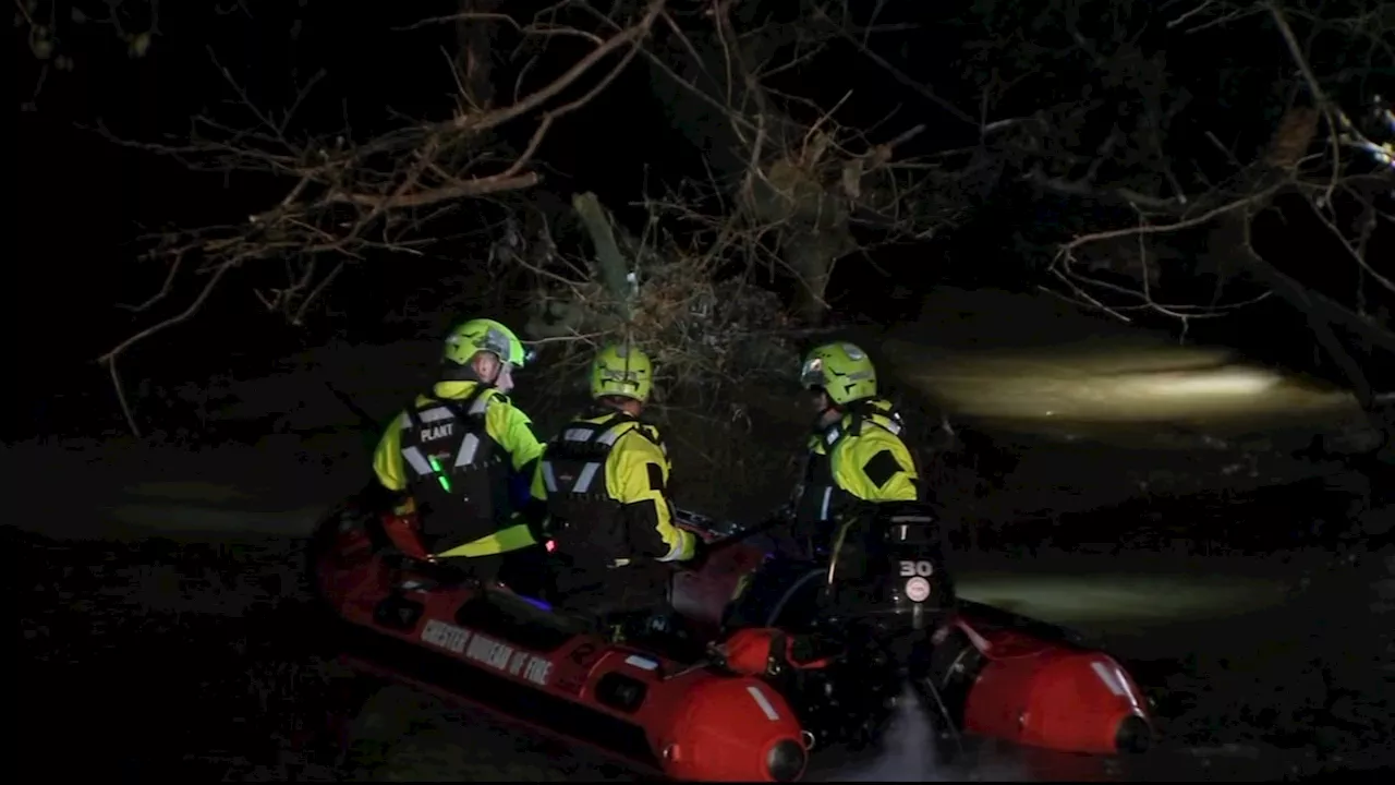 Emergency crews search for child swept away into Delaware County creek