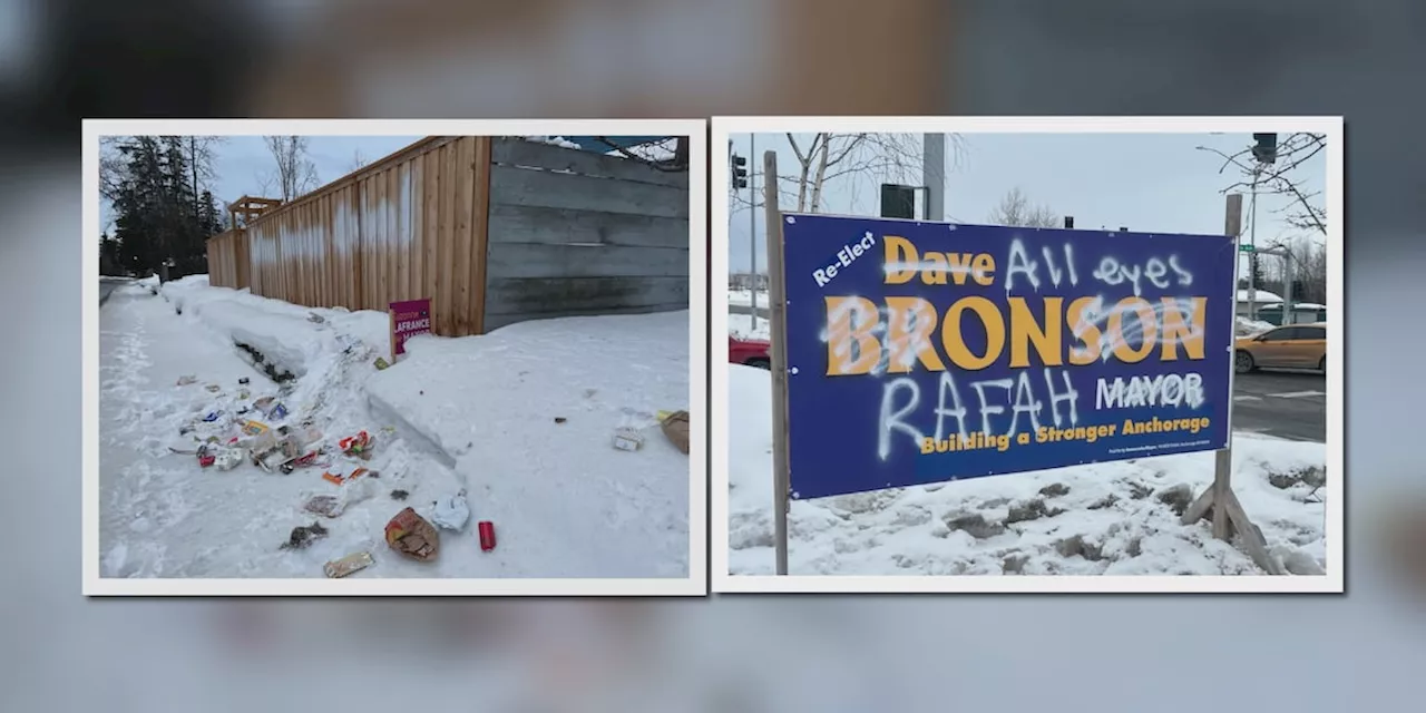 Campaign signs for several mayoral candidates vandalized in Anchorage