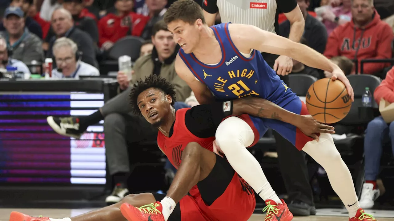 Nuggets edge youthful Trail Blazers 114-111 after Portland starts 5 rookies