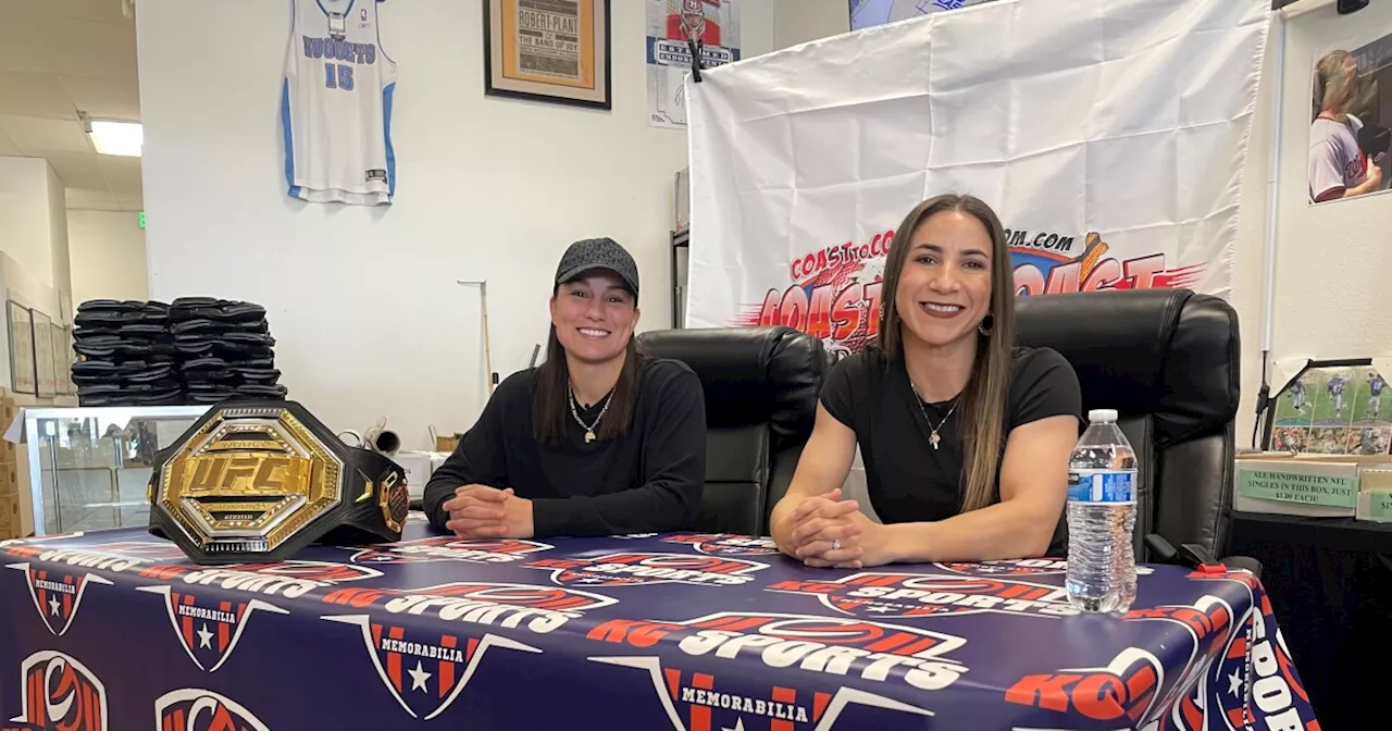 Raquel Pennington, Colorado's first female UFC champion, thanks fans at Aurora sports card shop