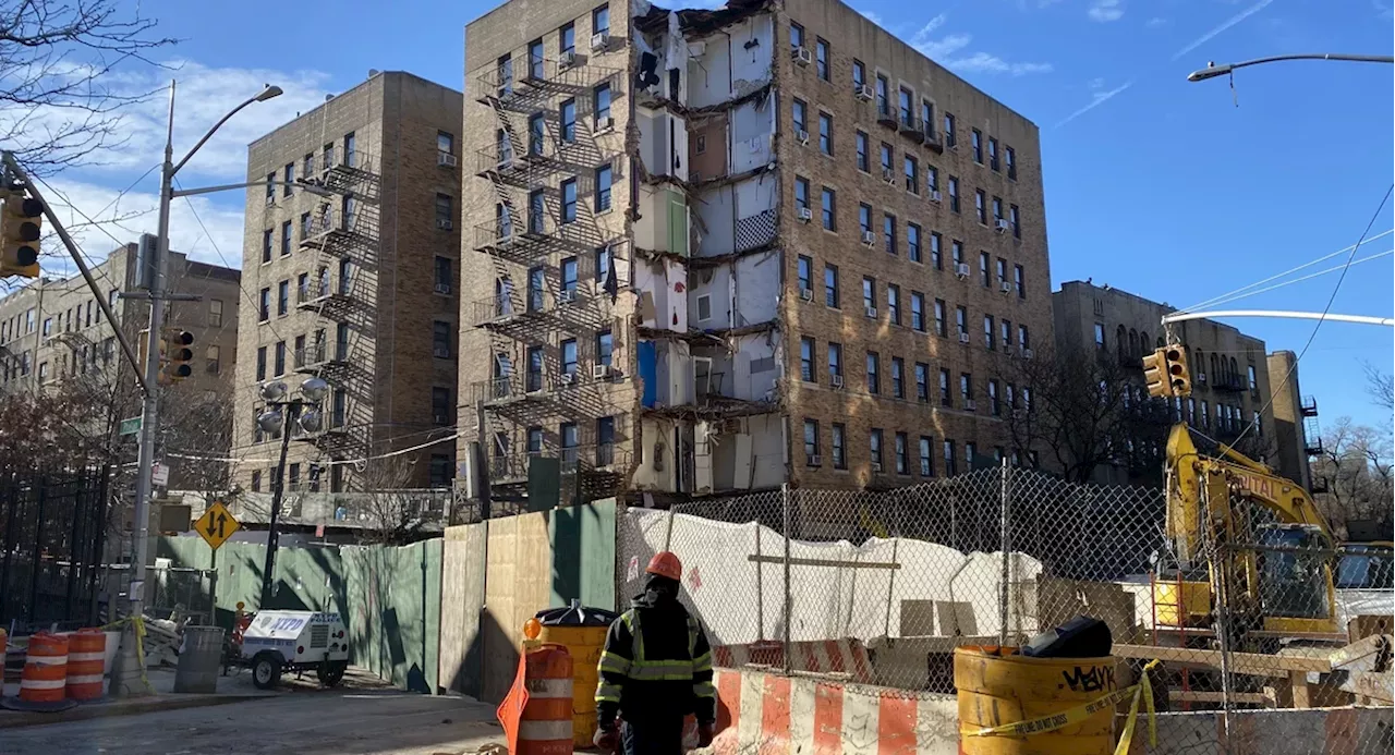 Leak sends water gushing into lobby of Bronx building that partially collapsed last year