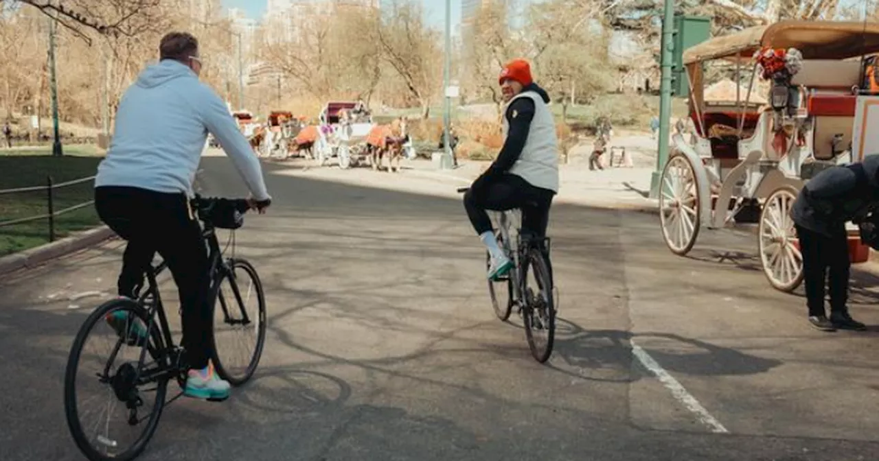 Conor McGregor goes cycling around Central Perk as he works out in New York